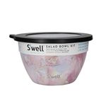 S'well Salad Bowl Kit, Geode Rose 1.9L - Salad Lunch Box with Condiment Container and Removable Tray - Leak-Proof and Dishwasher Safe
