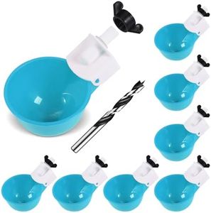 Psarnuk Chicken Waterer Cups (8 Pack/Light Blue) - DIY Automatic Large Chicken Water Feeder for Ducks,Chicks, Turkeys, Quail, Bunny, Bird and Other Various Poultry Dispenser with Matching Drill