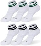 MONFOOT Men's/Women's 6 Pairs Daily Cushion Comfort Fit Performance Quarter Ankle Socks, Stripe Small Multipack