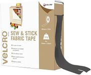 VELCRO Brand VEL-EC60262 Black Stick Tape, Multipurpose Sew On Hook and Loop Fabric Adhesive with Sticky Back-Perfect Solution for Clothing Repairs & Hemming, 20mm x 10m