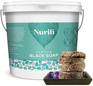 Organic African Black Soap - 450g (3 bars) - by Nurifi - made from Organic Coconut Oil, Organic Shea Butter & Cocoa Pod Ash - Sourced and Traditionally Handcrafted in Ghana