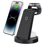 3 in 1 Charging Station for iPhone, Wireless Charger for iPhone 16 15 14 13 12 11 X Pro Max & Apple Watch - Charging Stand Dock for AirPods