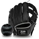 Franklin Sports Tee Ball Glove - RTP Fielding Glove - MLB® Synthetic Leather Baseball Glove - Ready To Play Glove (RTP) - 9.5 Inch Right Hand Throw - MLB® Black with Ball