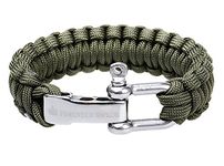 The Friendly Swede Paracord Survival Bracelet with Stainless Steel D Shackle - Adjustable Size Fits 7”-8” (18-20 cm) Wrists (Army Green)