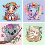 bleihum 4 Pack Paint by Numbers for Kid Ages 4-8,Animals Paint by Number Kits for Kids, DIY Animal Oil Painting Suitable for Home Decoration (8x8inch)