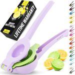 Zulay Kitchen Metal 2-in-1 Lemon Squeezer - Sturdy Max Extraction Hand Juicer Lemon Squeezer Gets Every Last Drop - Easy to Clean Manual Citrus Juicer - Easy-Use Lemon Juicer Squeezer - Purple/Lime