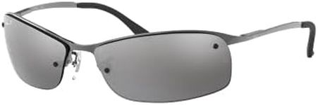 Ray Ban Sunglasses RB3183 Top Bar 004/82 Gunmetal/Grey Polarized Mirror Silver Gradient, 63mm