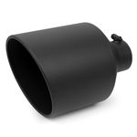 A-KARCK Exhaust Tip 4" Inlet to 10" Outlet, 15" Overall Length Black Coating Bolt On Exhaust Tailpipe Tip Protect Tailpipe