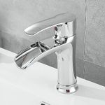 Chrome Basin Mixer Tap, Waterfall Bathroom Basin Sink Mixer Taps, Single Lever Single Hole Lavatory Mixer Tap Faucet, Solid Brass SHUNLI