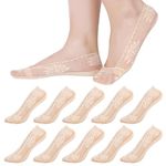 Zuimei 10 Pairs No Show Socks Women Lace Boat Socks Non-Slip Ankle Invisible Socks Low Cut Liner Socks For Women Girls