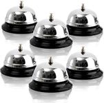 Fasmov 6 Pack 3.4 Inch Diameter Call Bells, Chrome Finish Customer Service Bell, Desk Bell Service Bell for Hotels, Schools, Hospitals, Customer Service, Warehouses