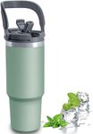 GRACIOUS MART 890 ml Stainless Steel Vacuum Insulated Tumbler Leak Resistant and Durable Bottle Included Reusable Straw and Airtight Lid for Gym, Travel, Indoor, Outdoor Use (DL-Olive)