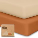 2-Pack Bamboo Viscose Crib Sheets for Boys, Girls - Fitted Crib Sheet, Organic Baby Crib Sheets Neutral,Crib Mattress Sheet, Toddler Bed Sheets,Baby Sheets for Crib,Unisex Crib Fitted Sheet (Rust)