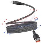 Magtame Magnetic USB C Cable, Coiled USB A to USB C Cable, 1M Retractable USB C Cable, Nylon Braided Type C Fast Charging Cable,USB C Cord Compatible with Samsung, Pad,USB C Device,Black