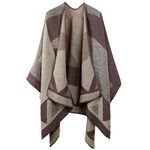 OOPOR Winter Shawl Wraps Poncho Cape - Women’s Warm Open Front Printed Reversible Oversized Blanket Cardigan Fashionable Elegant Knitted Fall Wool Spinning Plaid Sweater Fleece Scarf Coat