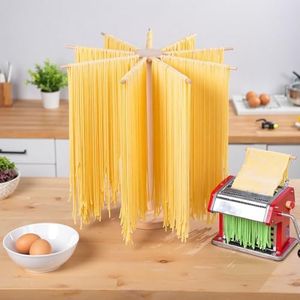 Pasta Drying Rack, Large Wood Pasta Rack Drying Collapsible for Easy Storage, Kitchenaid Pasta Attachment, for Fresh Pasta Making Spaghetti Dryer Hanger Stand