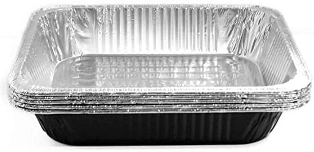 Tiger Chef Half Size Black Disposable Aluminum Foil Steam Table Baking Pans, 12.75in x 10.38in x 2.5in Deep disposable Chafing Pans 50-Pack