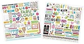 Best Friend Scrapbook Stickers - Friendship Stickers Sheet with Colorful Design, BFF Phrases | Decorative Best Friend Stickers Set for Friendship Scrapbook, Journal, Planner, Album | 2 Items Total