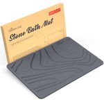 Graplife - Stone Bath Mat, Diatomaceous Earth Shower Mat, Non-Slip Super Absorbent Quick Drying Bathroom Floor Mat, Natural, Easy to Clean (23.6 x 15.35 Darkgrey)