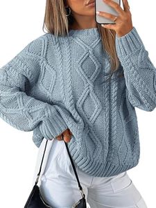 Trendy Queen Oversized Sweaters Womens 2025 Early Fall Fashion Outfits Cable Knit Crewneck Plus Size Pullover Cute Chunky Long Tunic Top Winter Old Money Clothes With Leggings Essential Clothing