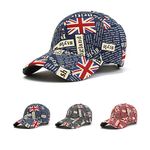 XGOPTS Union Jack Baseball Cap GB UK Great Britain Flag Print Hat - Summer Cotton Sun Hat Adjustable UV-Protection Cap - Sports Event Souvenir Gift Football Rugby (55-58cm) Navy Blue