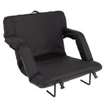 PICNIC TIME Ventura XL Portable Reclining Stadium Seat with Back Support, Folding Bleacher Chairs with Back and Cushion, Thick Padded Stadium Seat and Armrest, Includes Six Backrest Positions, (Black)