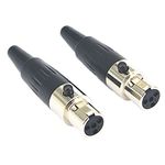 Mini XLR Cannon Female Connector 4pin Socket Mic Microphone Silver Pack of 2