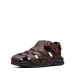 CLARKS Men's Walkford Fish Flat Sandal, Brown Tumbled Leather, 11 UK