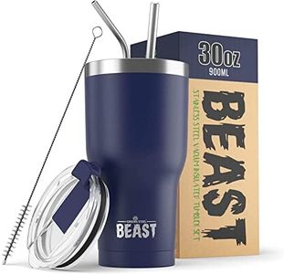 Greens Steel BEAST Tazza Termica da Viaggio - 900 ml I Blu Reale I Doppia Parete Inox Termos Caffè Isolato I con 2 Cannucce Riutilizzabili & Spazzolino per Pulizia I Ideale per Caffè Freddo o Caldo
