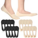 Abeillo No Show Trainer Socks Womens, 8 Pairs Non Slip Cotton Low Cut Liner Socks for Women Size 4-7 Invisible Footies Socks for Flat Boat (Size 4-7, Black/Skin)