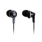 Panasonic RP-HJE125-K, 3.5mm ErgoFit Wired Earbuds, Noise Isolating In-Ear Stereo Earphones, Dynamic Clear Sound, Ergonomic Custom-Fit Earpieces (S/M/L), Large 9mm Driver, Long cord, No Mic - Black