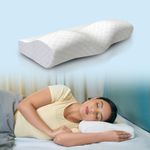 CareFoam Memory Foam Pillow, Contour Cervical Pillow for Neck & Shoulder Pain - Orthopedic Pillow, Neck Cervical Sleeping Pillows for Side & Back Sleepers White Jacquard Cover Pack of 1