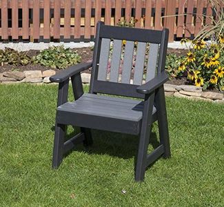 ECOMMERSIFY INC Dark Gray-Poly Lumber Mission Poly Resin 2 FEET Patio Garden Chair Heavy Duty Everlasting PolyTuf HDPE - Made in USA - Amish Crafted