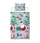 Peppa Pig Santa Design Single Duvet Cover Set | Reversible 2 Sided Bedding Including Matching Pillow Case