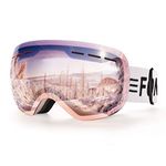 FONHCOO Ski Goggles for Men Women, Anti-Fog OTG Snowboard Glasses Detachable Lens Pink