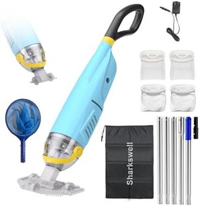 Sharkswell Pool Sauger mit Akku, 2026 Upgraded Poolsauger Bodensauger mit 4 Filter und Teleskopstangen (Blau)