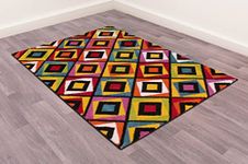 Lord of Rugs Quality Handcarved Geometric Design Rainbow Bedroom Living Room Multi Coloured Rug Crystal Multi Medium 120x170 cm (4'x5'6")