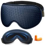 Weighted Sleep Mask 3D Contoured - Sleeping Mask for Women Men, Light Blocking, Eye Cover for Lash Extensions, Blindfold for Travel, Night, Yoga(Blue)