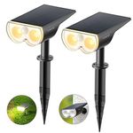 Linkind Solar Lights Outdoor, 16-LED Super Bright Motion Sensor Landscape Spotlights 650LM, Warm White 3000K, 2-in-1 IP67 Waterproof Solar Security Lights for Garden, Patio, Yard, Pack of 2