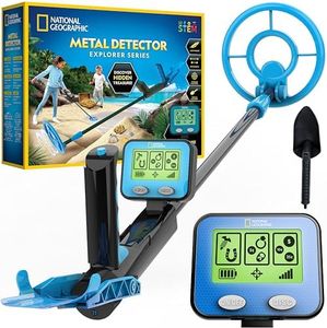 National Geographic Metal Detector for Kids & Adults - 18.8 cm Waterproof Detecting Coil, Lightweight Gold Detector with Pinpoint Function & LCD Display, Beach Treasure Hunting