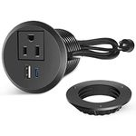 2 inch Desk Power Grommet Outlet, Recessed Power Strip Socket with 2 USB, 18W PD Fast ChargingUSB-C Grommet,Connect 1 AC Plug, Power Station Center for Furniture Conference Room Office Kitchen Table