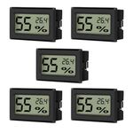 EEEKit 5-Pack LCD Mini Digital Hydrometer Thermometer, Hygrometer Humidity Meter Gauge for Cigar Humidor Greenhouse, Black