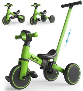 Kids Tricycle for Toddlers 1-3 with Push Handle, 5 in 1 Baby Balance Bike for 1-4 Years Old Boys Girls Gift with Removable Pedals (No Parent Steering Version)