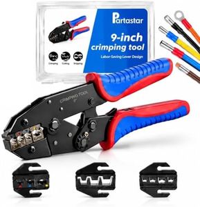 Partastar 9-Inch Ratcheting Crimping Tool for Insulated with 3 Dies