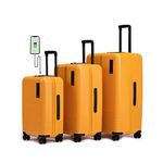 MOKOBARA Iconic Range The Set of 3 Polycarbonate Hard Shell Luggage 79Cms Cabin, Small Medium & Large Size German Makrolon Yellow, 8 Wheels Suitcase Trolley, Hinomoto Wheels (Sunnyside Yellow)