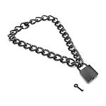 Padlock Necklace Metal Chain Collar Choker Heart Lock Necklace with Key and Box for Women, Men and Pet (16 to 22 Inches), Metal, not known