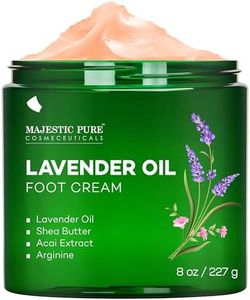 MAJESTIC PURE Lavender Oil Foot Cream, Warming Cream - Calluses, Dry Cracked Feet, Hands, Heels, Elbow, Nails, and Knees - Softens & Moisturizes Skin - 8 oz