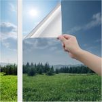 Haton Heat Reflective Window Film Privacy for Glass Windows Silver 44.5x200cm, One Way Clear Mirror Tint Film Anti Glare and UV, Static Cling Sticker See Out Not In for Home Office