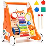 Baby Sit-to-Stand Learning Walker, Multifunctional Push and Pull Walker with Activity Board, Baby Music Learning Toy Gift for Infant Boys Girls