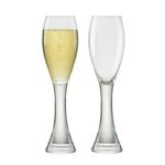 Anton Studio Designs Manhattan Handmade Champagne Flutes Perfect Party Tableware for Weddings and Celebrations - 250 ml - Clear - Set of 2 Elegant Champagne Glasses